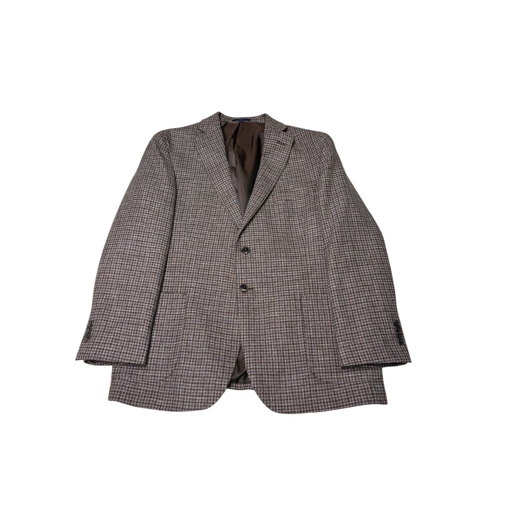 Jos A Bank 1905 X Tollegno 1900 Mens 44 Short‎ Brown Houndstooth Wool Sport Coat